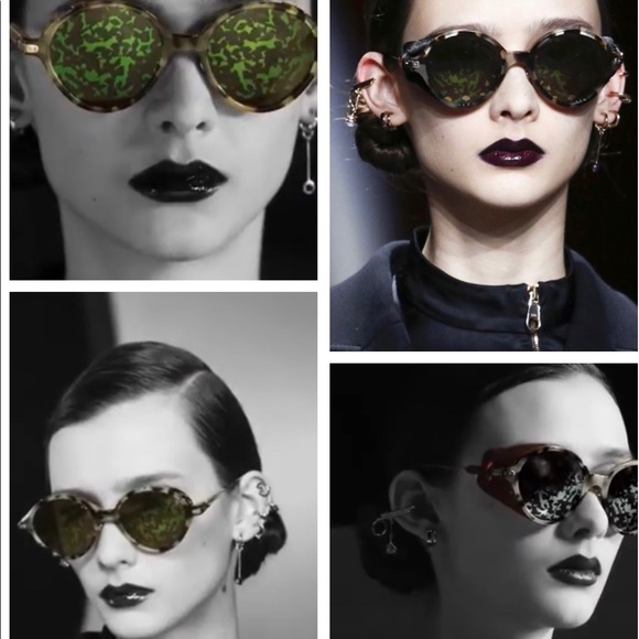 DIOR 2023 FASHION FORWARD COLOR IS  “GREEN” RUNWAY FOLIAGE ROUND SUNGLASSES - Picture 4 of 16